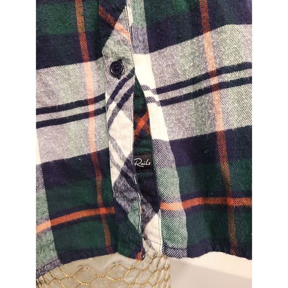 Rails Y2K Plaid Button Down Shirt SMALL Blue Green Flannel Barn Lounge Cowgirl - Picture 9 of 9
